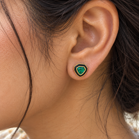 Emerald & Enamel Everyday Studs