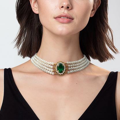 Emerald & Pearl Choker
