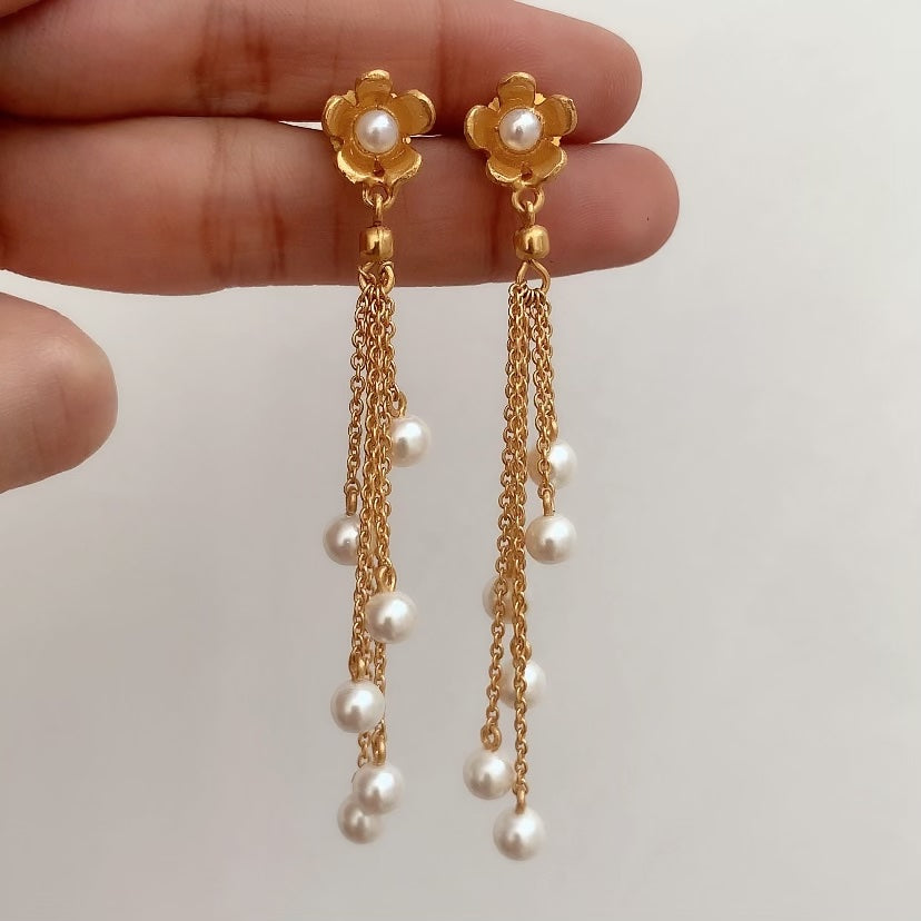 Flower Chain Hanging Earrings