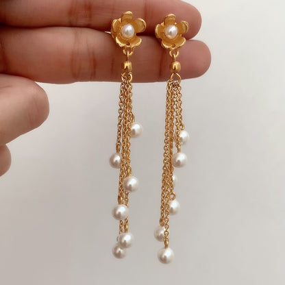 Flower Chain Hanging Earrings