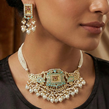 Turquoise Darbar Set