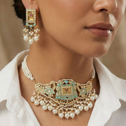 Turquoise Darbar Set