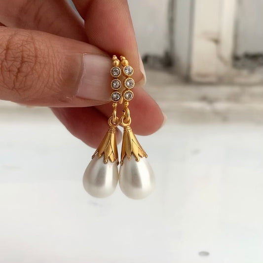 Zirconia Pearl Drop Earrings