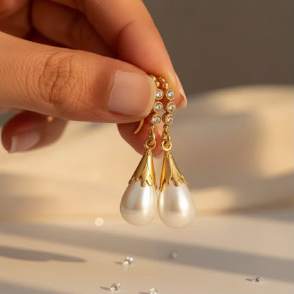 Zirconia Pearl Drop Earrings
