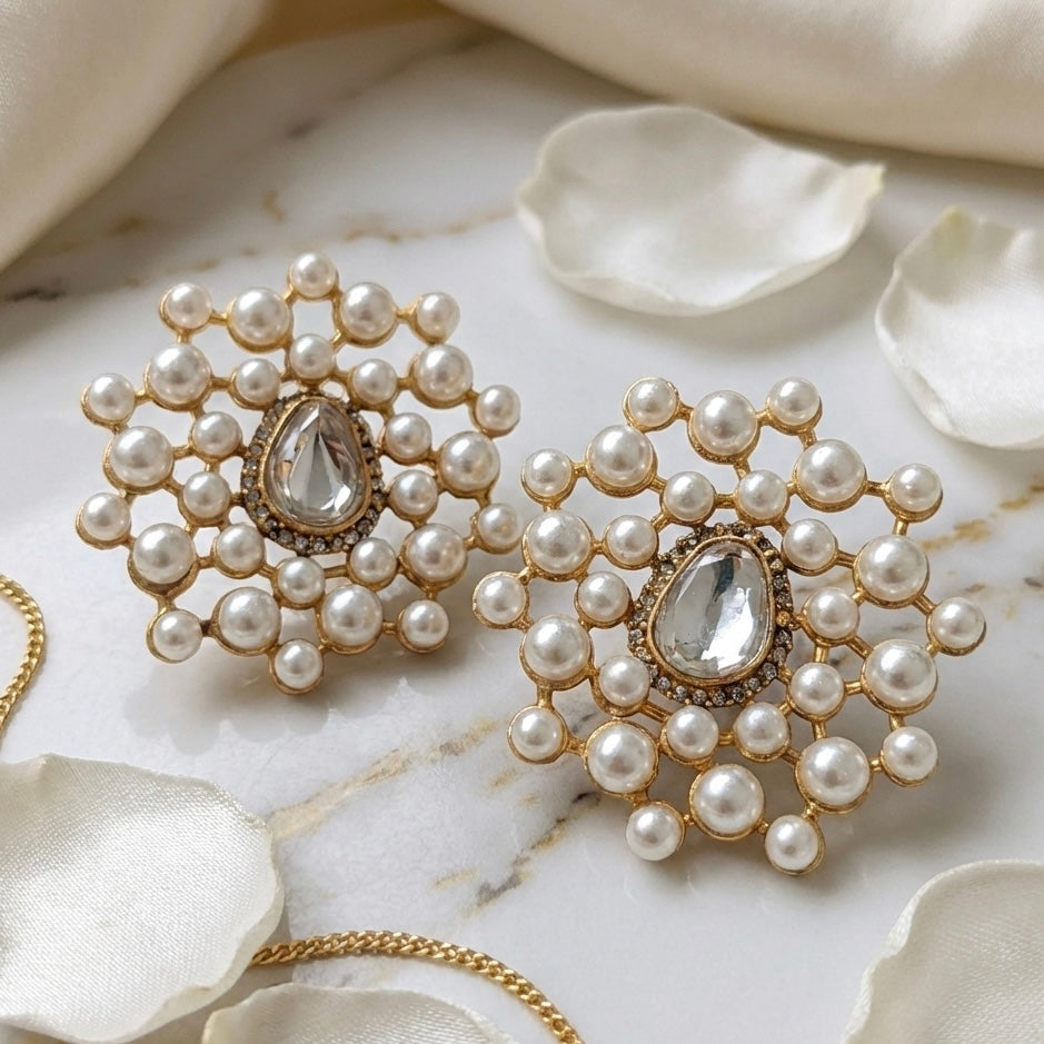 Polki & Pearl Studs