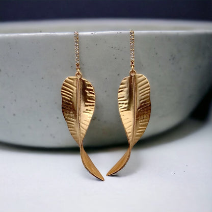 Bar Leaf Earrings