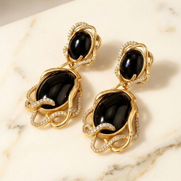 Midnight Serpentine Statement Earrings