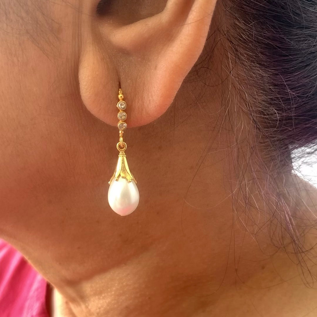 Zirconia Pearl Drop Earrings