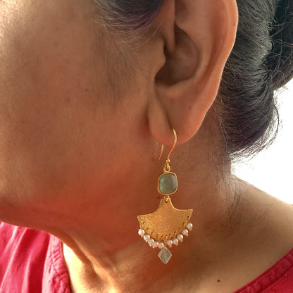 Dual Green Stone Earrings