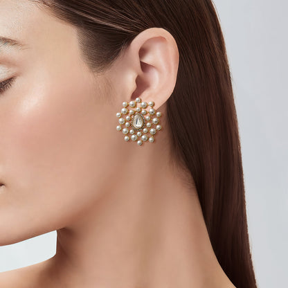 Polki & Pearl Studs