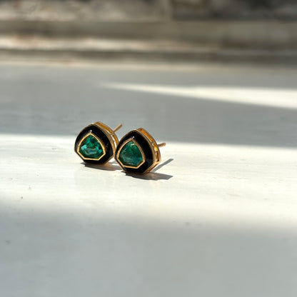Emerald & Enamel Everyday Studs