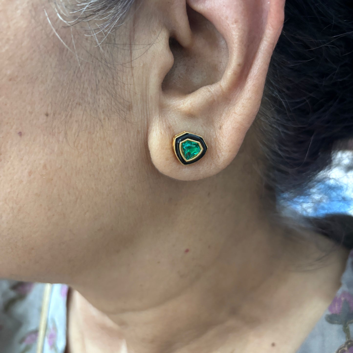 Emerald & Enamel Everyday Studs