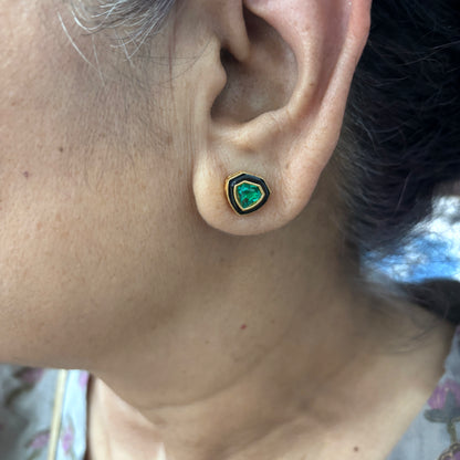 Emerald & Enamel Everyday Studs