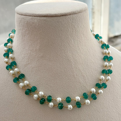 Melon Quartz & Pearl Double String