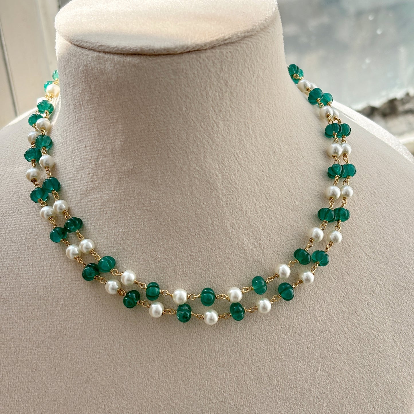 Melon Quartz & Pearl Double String