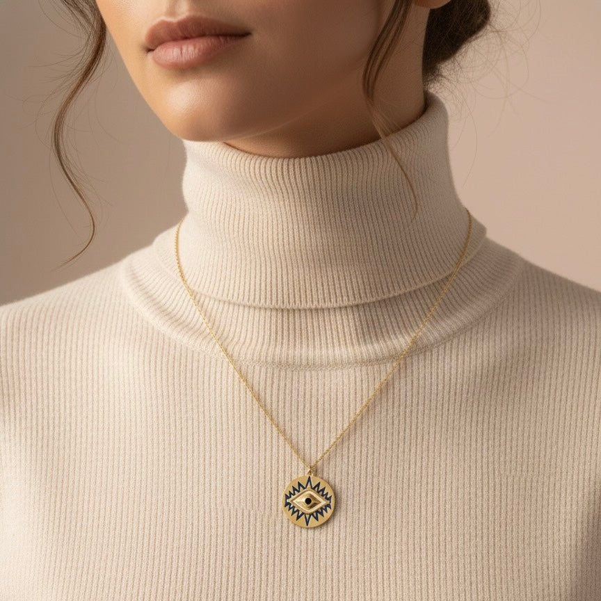 Enamel Evil Eye Necklace
