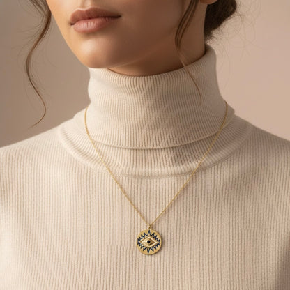 Enamel Evil Eye Necklace