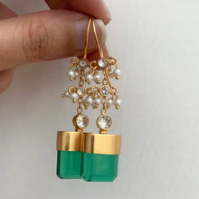 Load image into Gallery viewer, Green Chandelier Earrings
