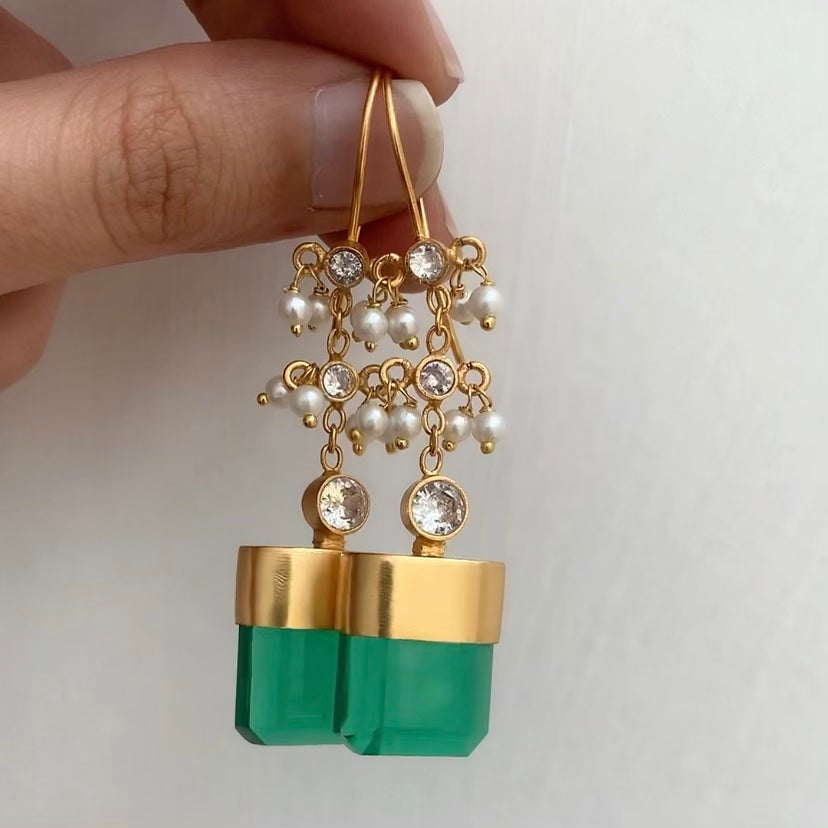 Green Chandelier Earrings