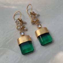 Load image into Gallery viewer, Green Chandelier Earrings