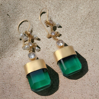Green Chandelier Earrings