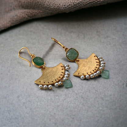Dual Green Stone Earrings