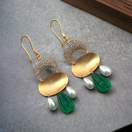 Half Chaand Melon Earrings