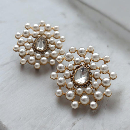 Polki & Pearl Studs