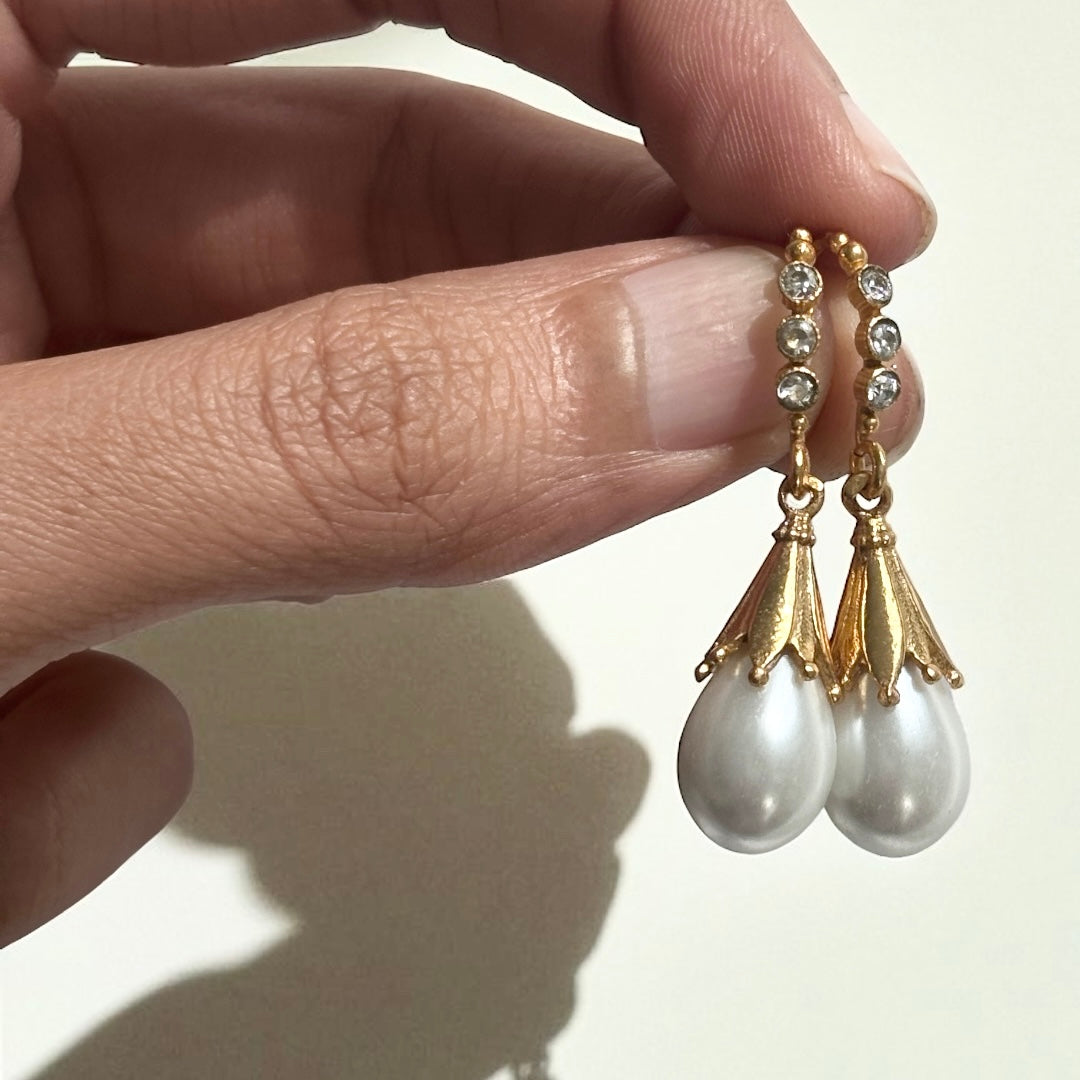 Zirconia Pearl Drop Earrings