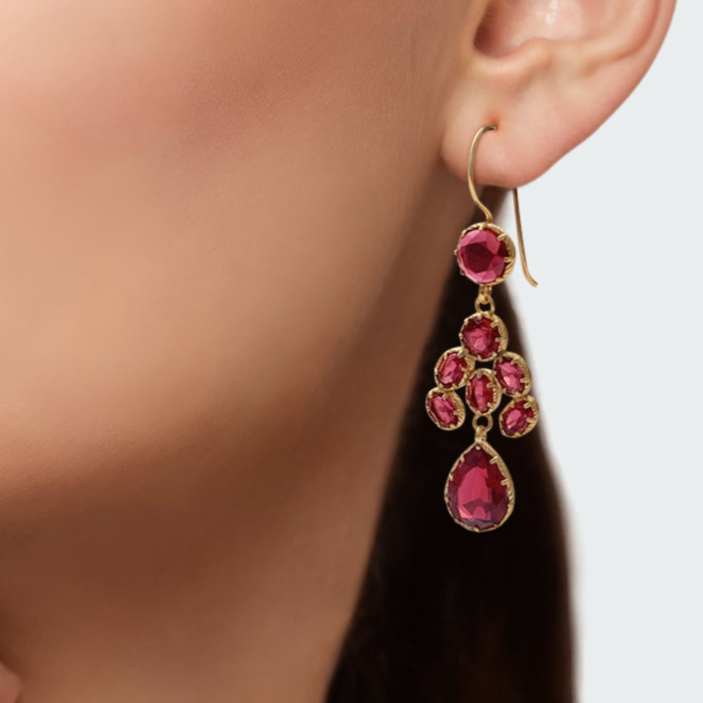 Multi Stone Chandelier Earrings