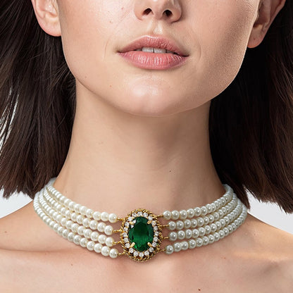 Emerald & Pearl Choker