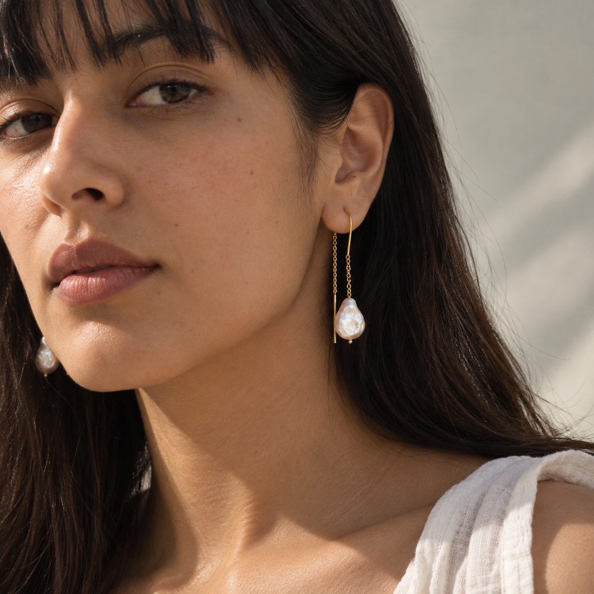 Baroque Pearl Threader Earrings