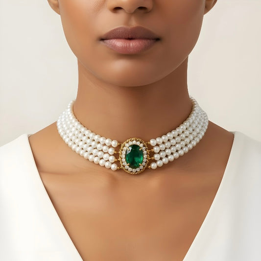 Emerald & Pearl Choker