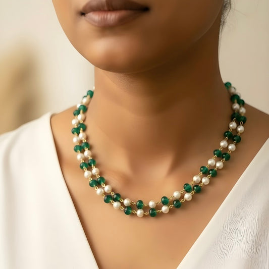 Melon Quartz & Pearl Double String
