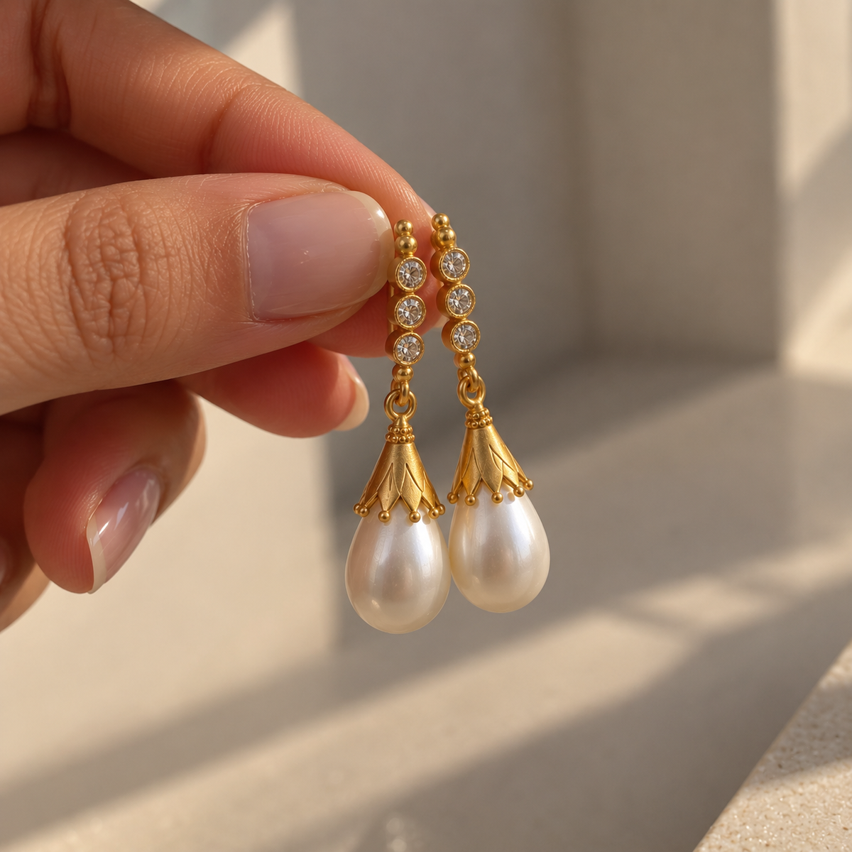 Zirconia Pearl Drop Earrings