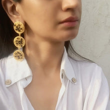 Load image into Gallery viewer, Beaded Black Mesh Danglers