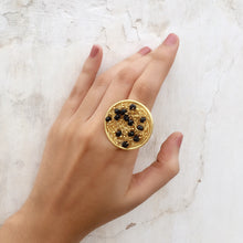 Load image into Gallery viewer, Beaded Black Mesh Ring