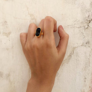 Black Onyx Bead Ring