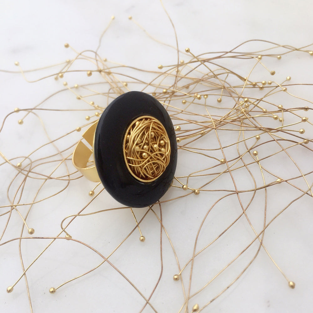 Black Onyx Mesh Ring