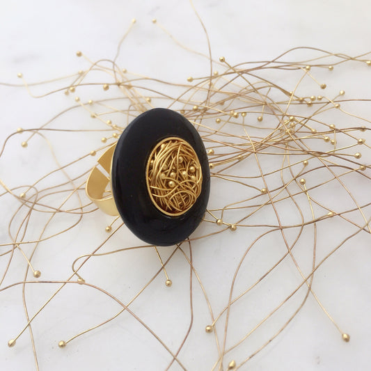 Black Onyx Mesh Ring