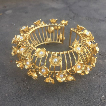 Floral Bracelet with Pearls