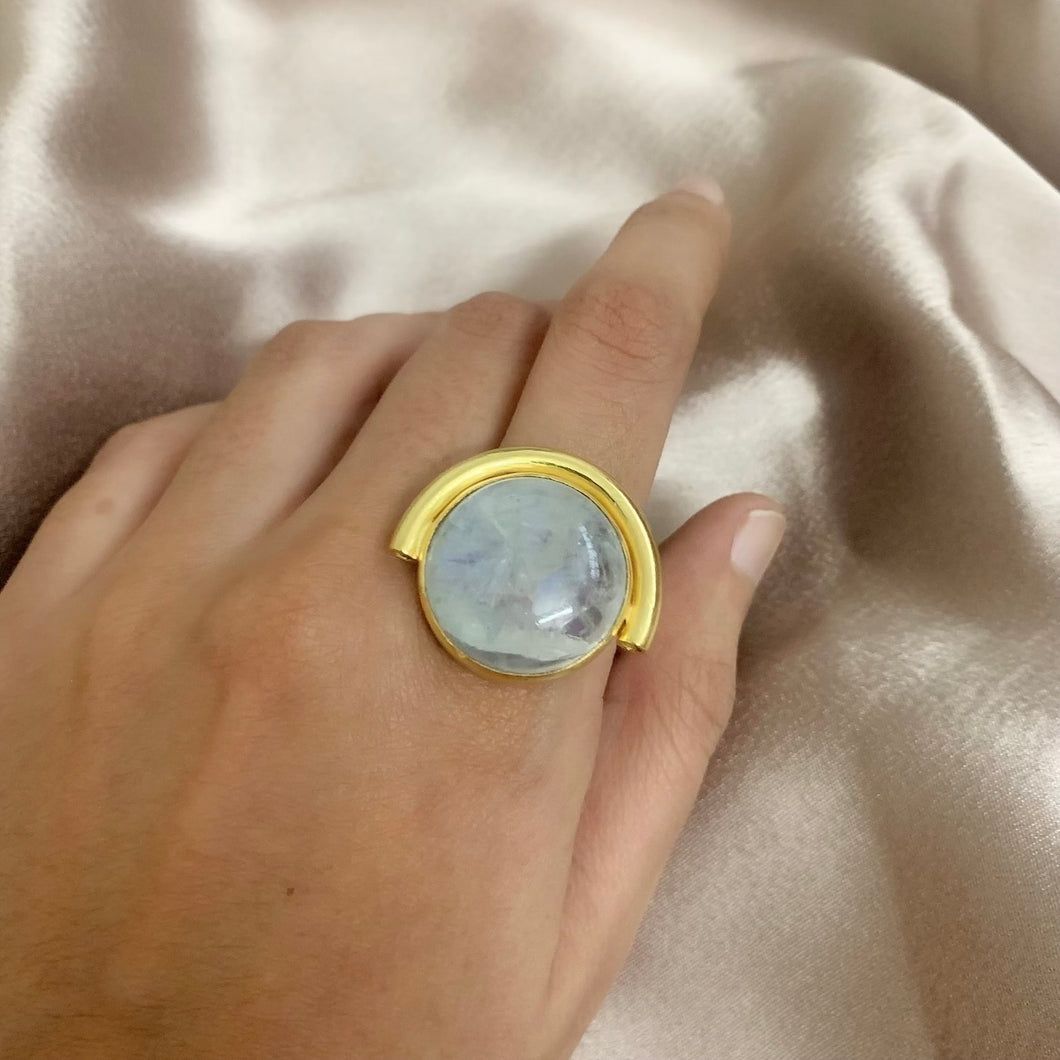 Half Moonstone Big Ring