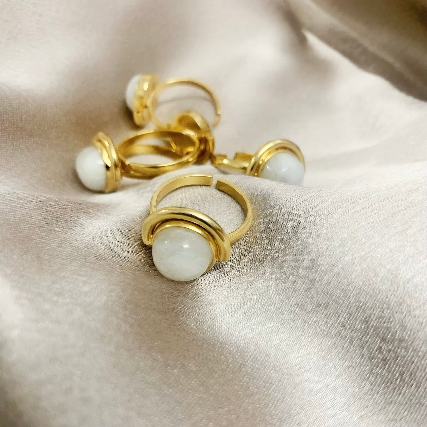 Half Moonstone Ring