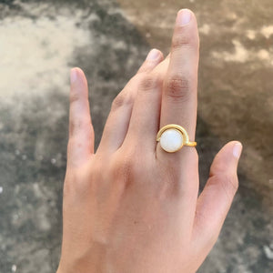 Half Moonstone Ring