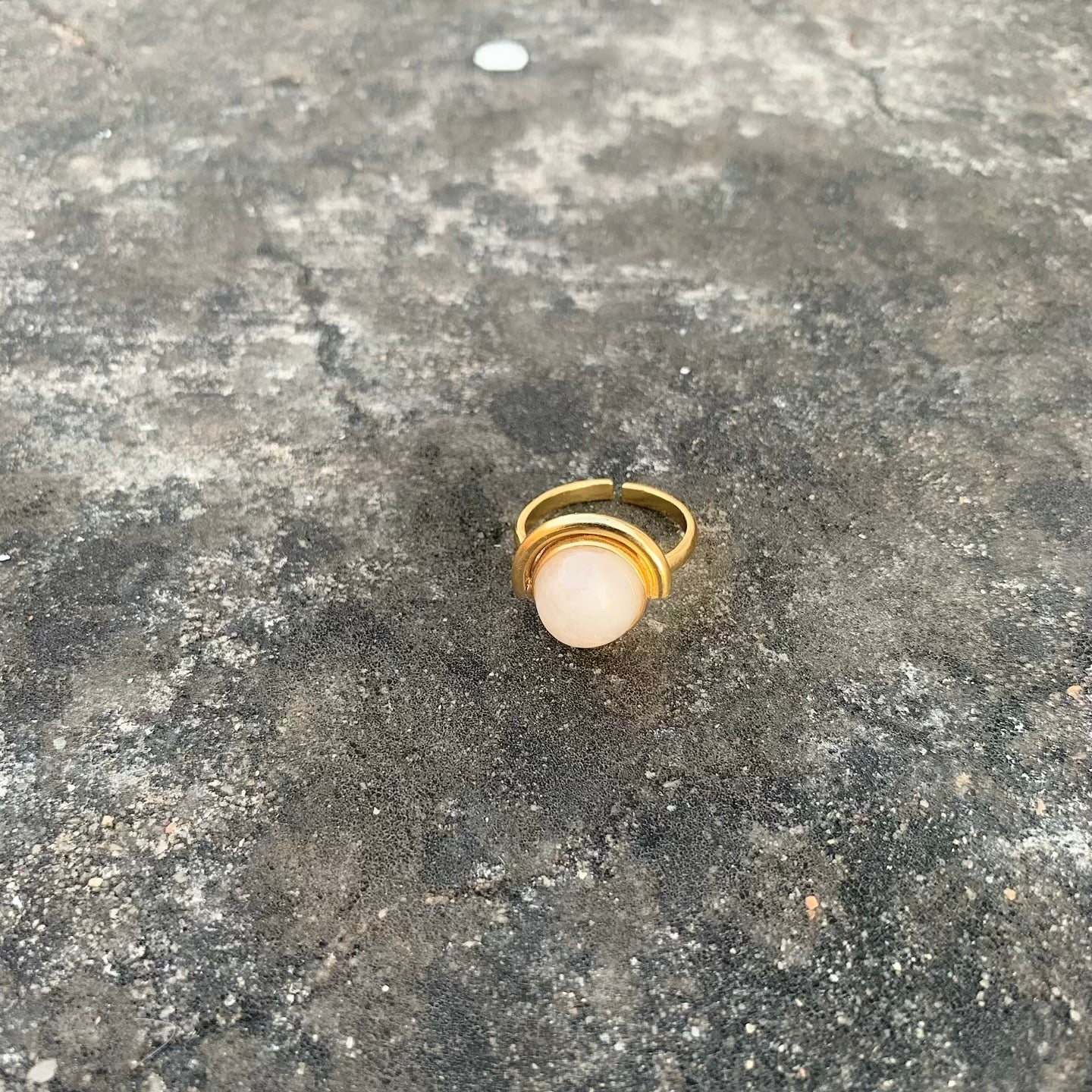 Half Moonstone Ring