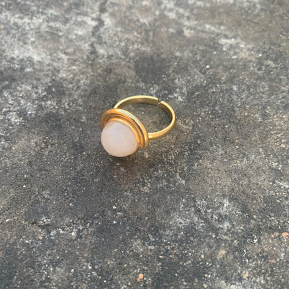 Half Moonstone Ring