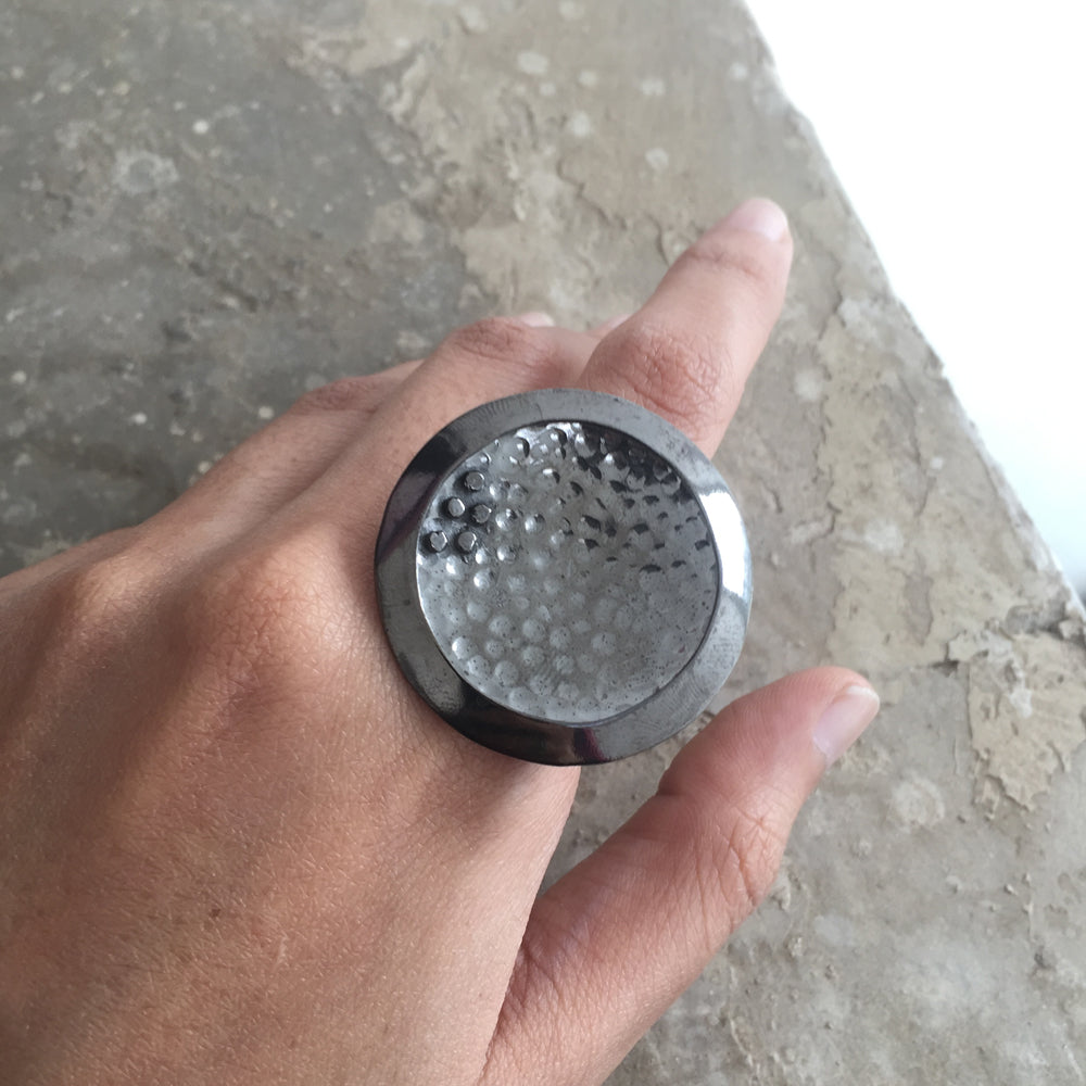 Black Hammered Ring