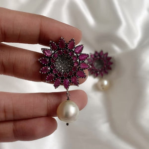 Ruby & Diamond Studs