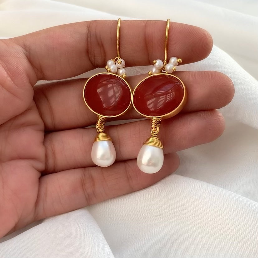 Red Onyx Danglers