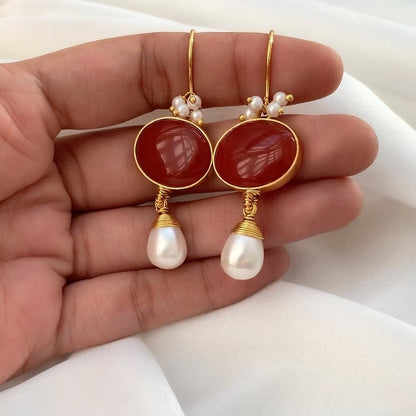 Red Onyx Danglers